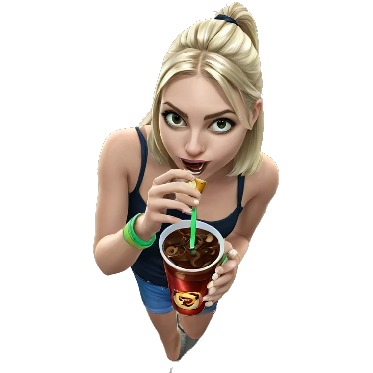 blonde girl enjoying a drink emoji