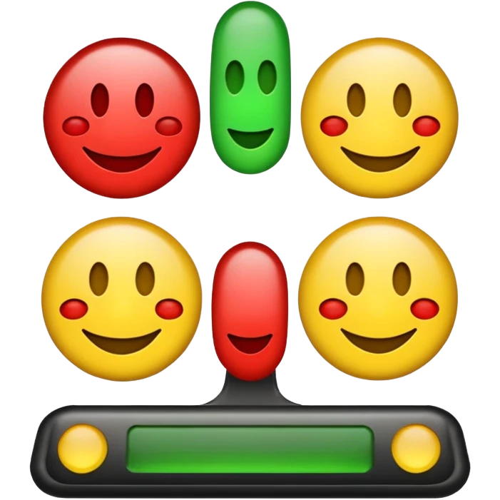 A statisfaction scale with three smileys (red, yellow, green) emoji