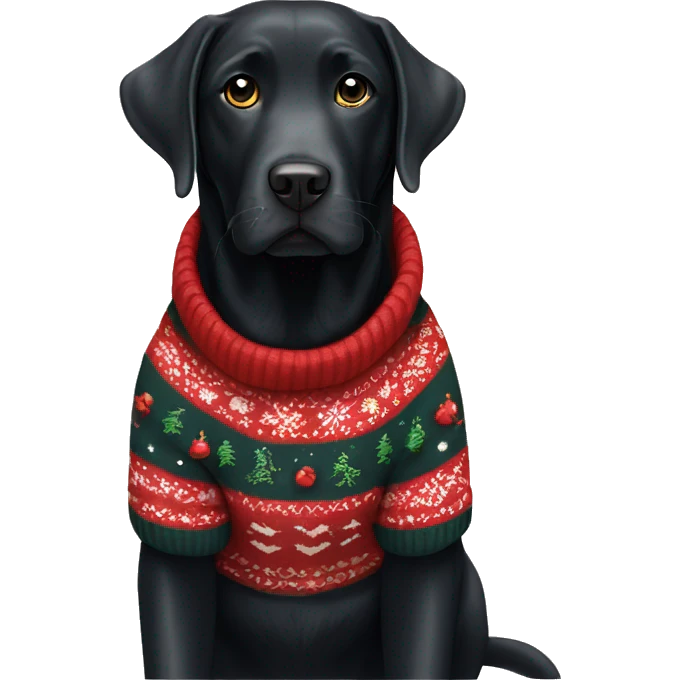 Black Labrador in new year sweaters  emoji
