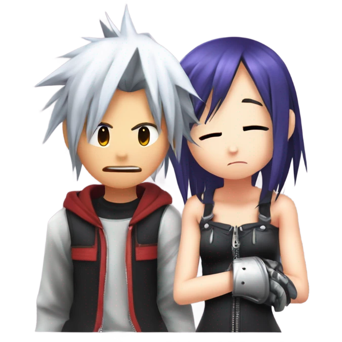 riku and kairi from kingdom hearts making sora cry emoji