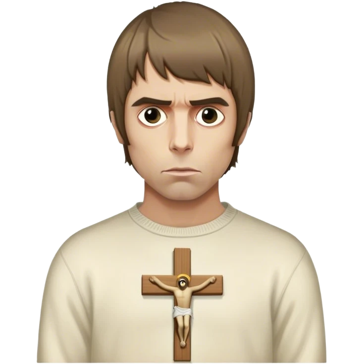 Crucified Liam Gallagher with mod target on his sweater emoji