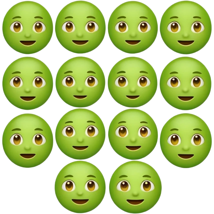 Green emoji with all expression  emoji