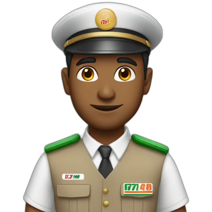 Indian guy in a 7/11 uniform emoji