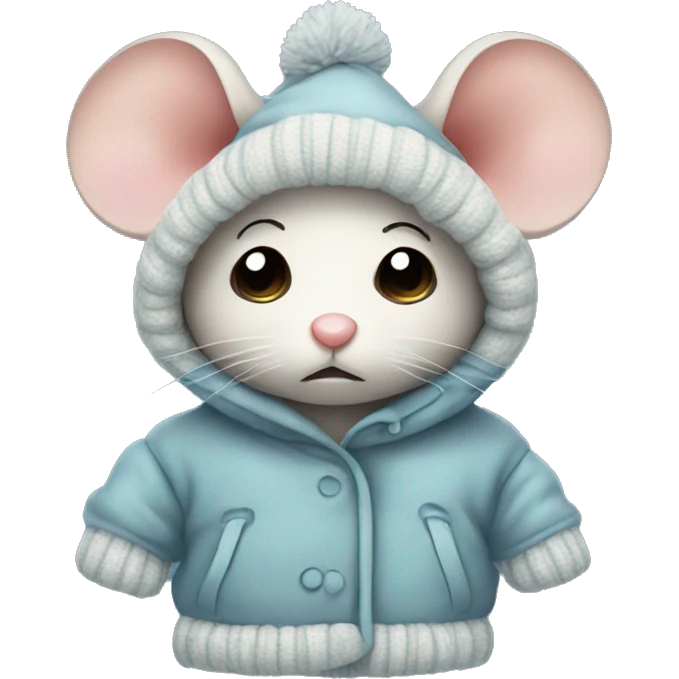 Small sad mouse with winter clothes  emoji