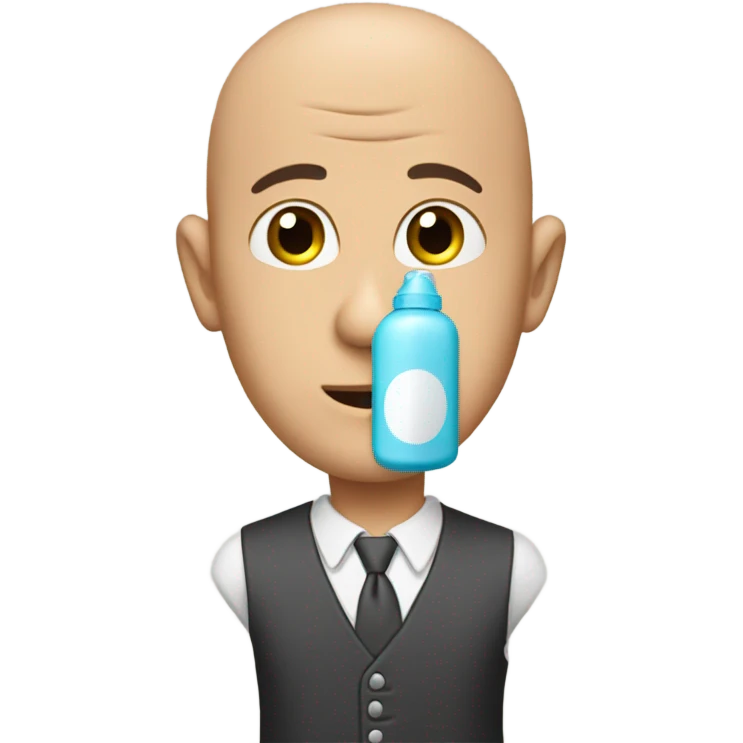 Bald guy with a baby bottle as head emoji
