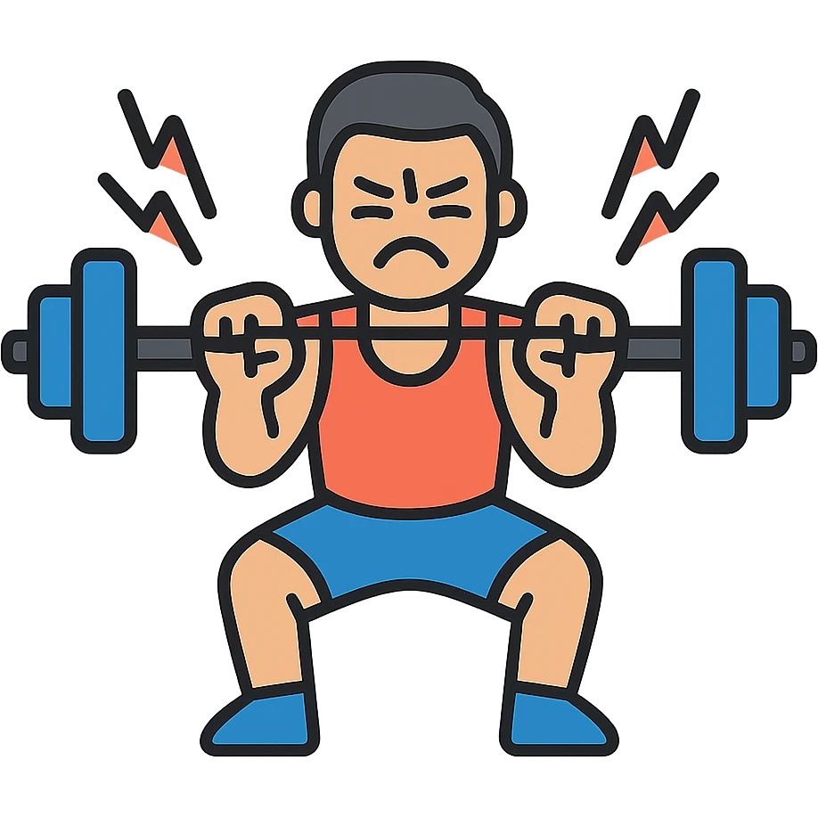 a sportsman is making a great effort lifting weights experiensing the pain emoji
