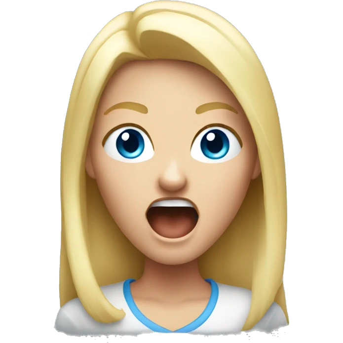 Yelling blonde girl blue eyes emoji