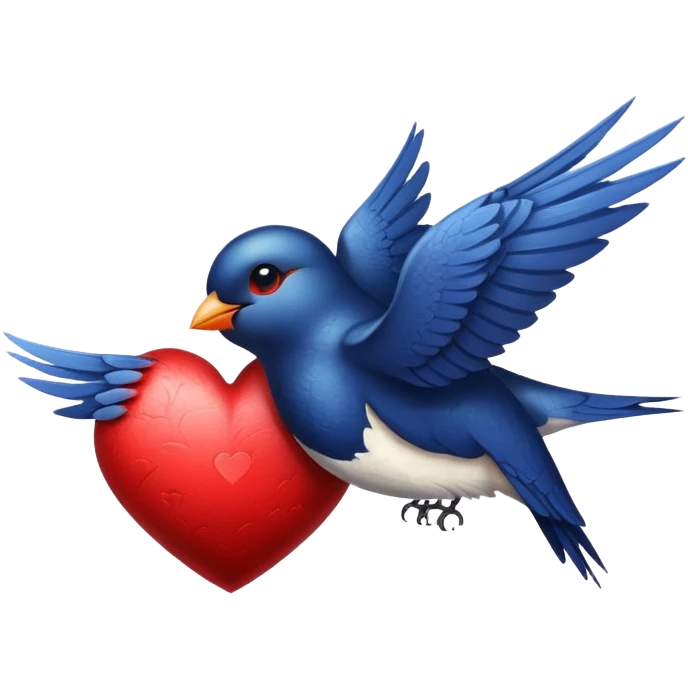 swallow holding heart emoji