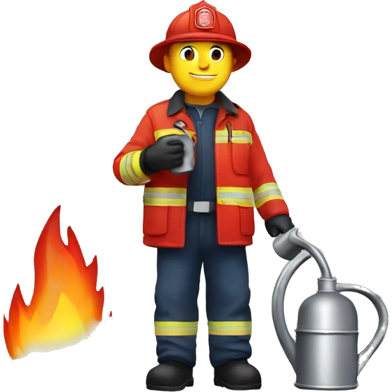 fire man watering fire emoji