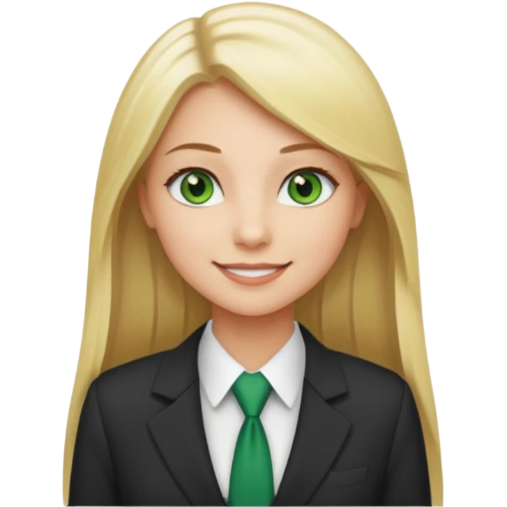 Green eyes office girl with straight long blonde hair barbie emoji