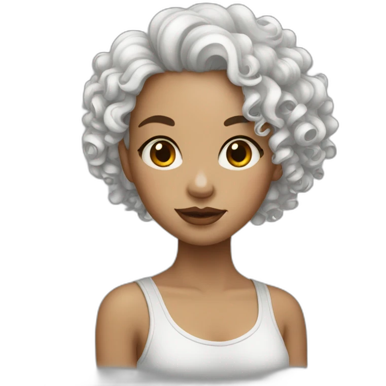 White curly girl with tatoos emoji