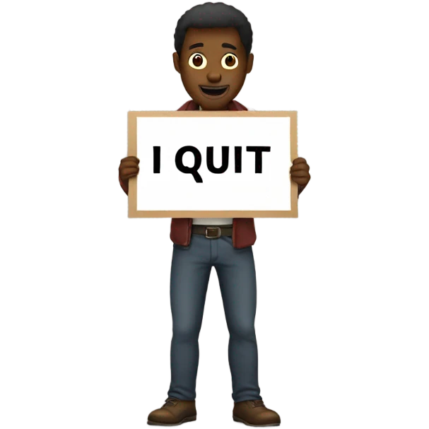 Man holding I quit sign emoji