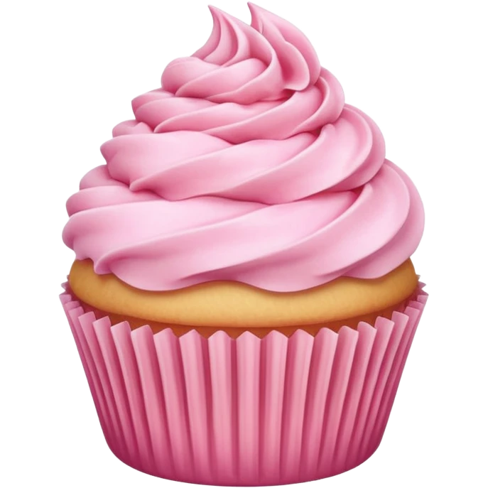 super realistic vanilla cupcake with pink frosting emoji