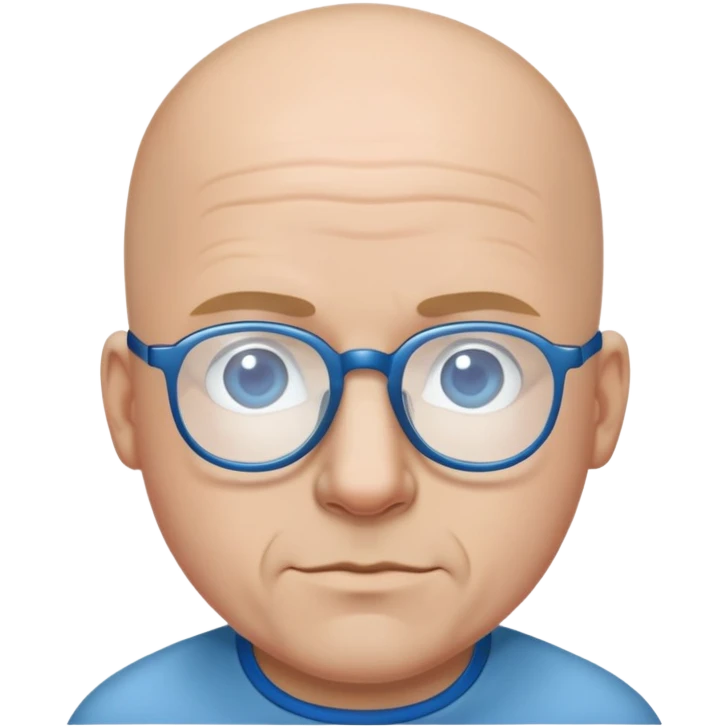 Bald man with glasses and blue rocks  emoji