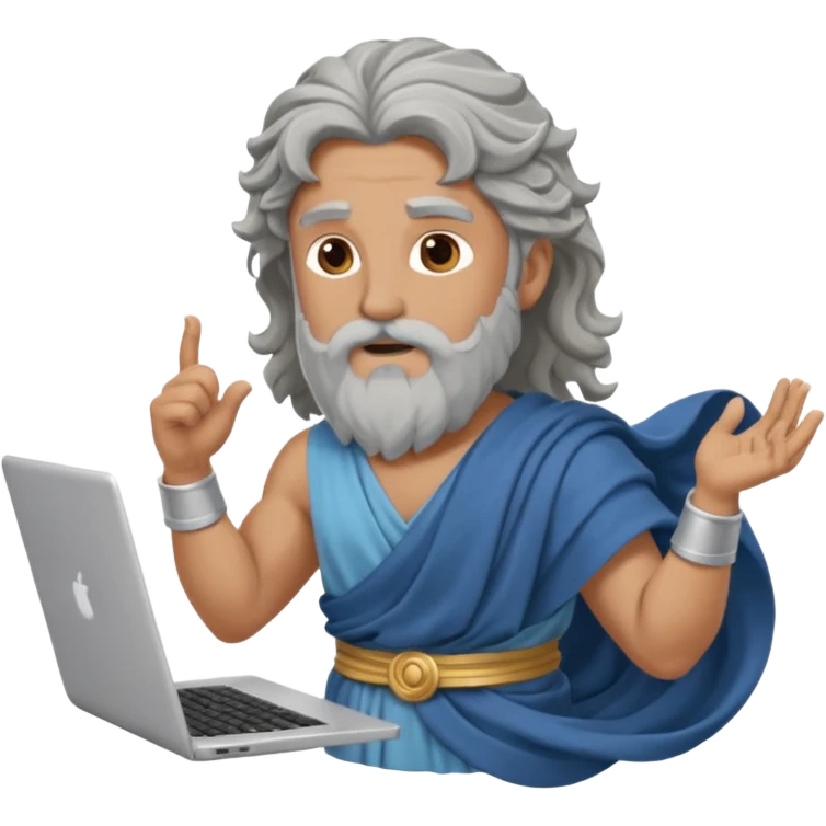 Poseidon with laptop emoji