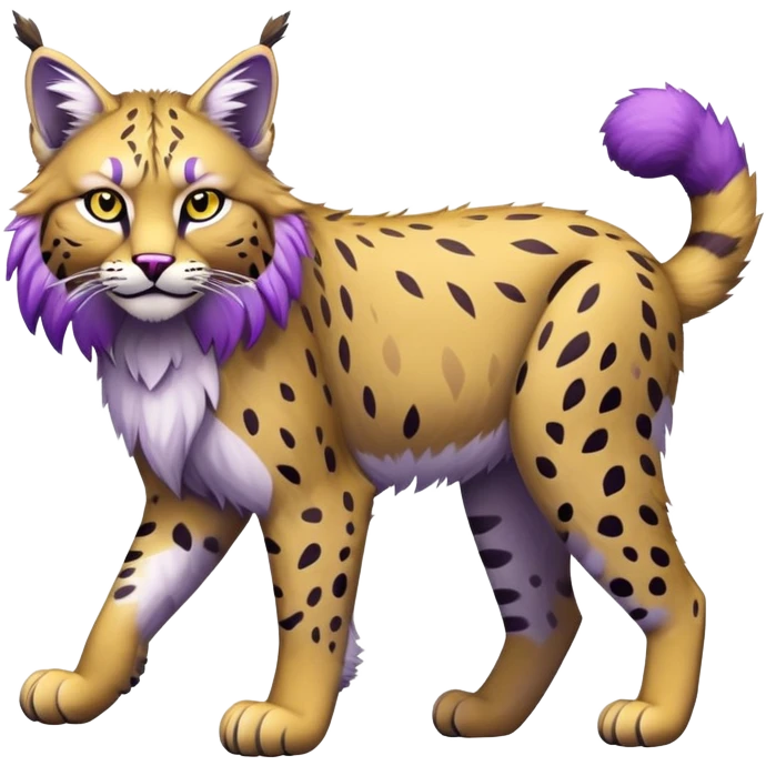 Yellow and purple Electric-type Bobcat-Fakémon-Lynx full body emoji