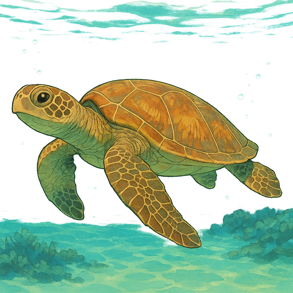 sea turtle in beautiful clear turquoise caribbean sea underwater emoji