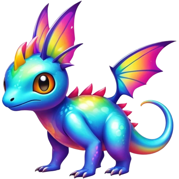 Exotic tropical shiny rare colorful epic cute Fakémon-creature, full body, with random markings emoji