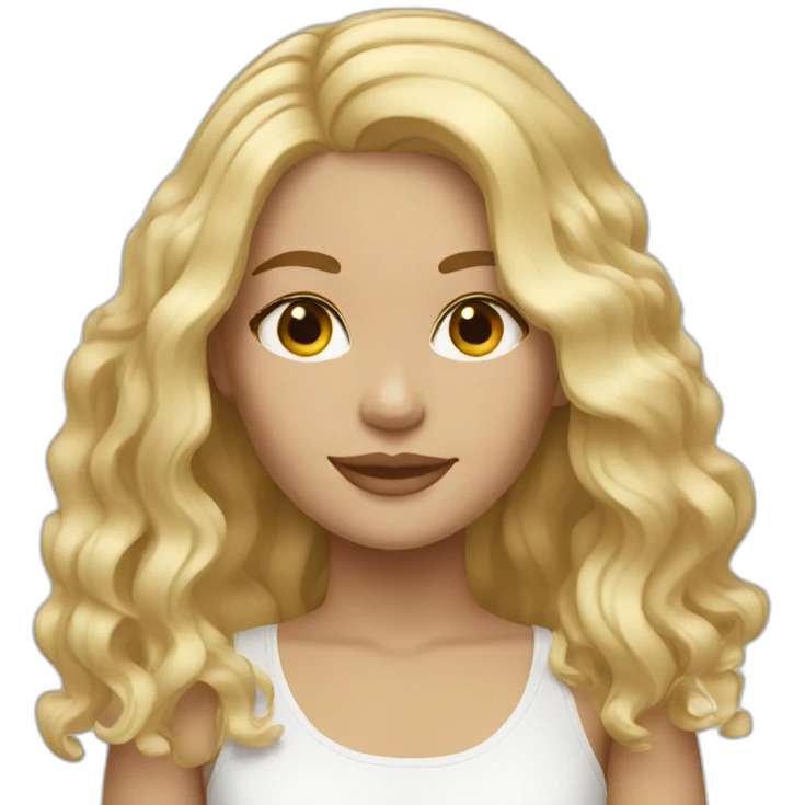 white, female, medium length, blonde hair, beach waves emoji