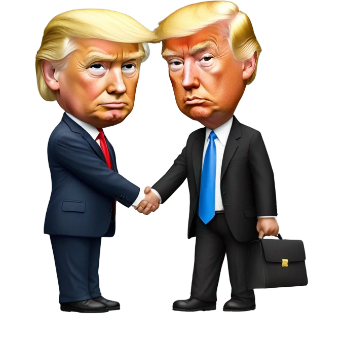 Tiger woods holding Donald trumps hand emoji