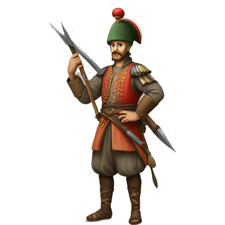 A full-length serious ottoman janissary emoji