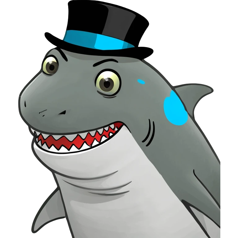 Shark with a top hat emoji