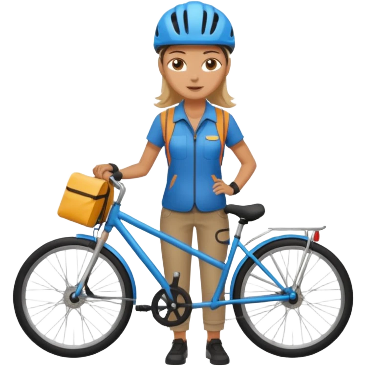 female bike courier, simple, flat emoji