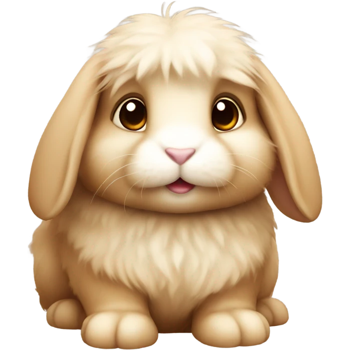 Cute fluffy fully light brown rabbit with dark brown eyes emoji