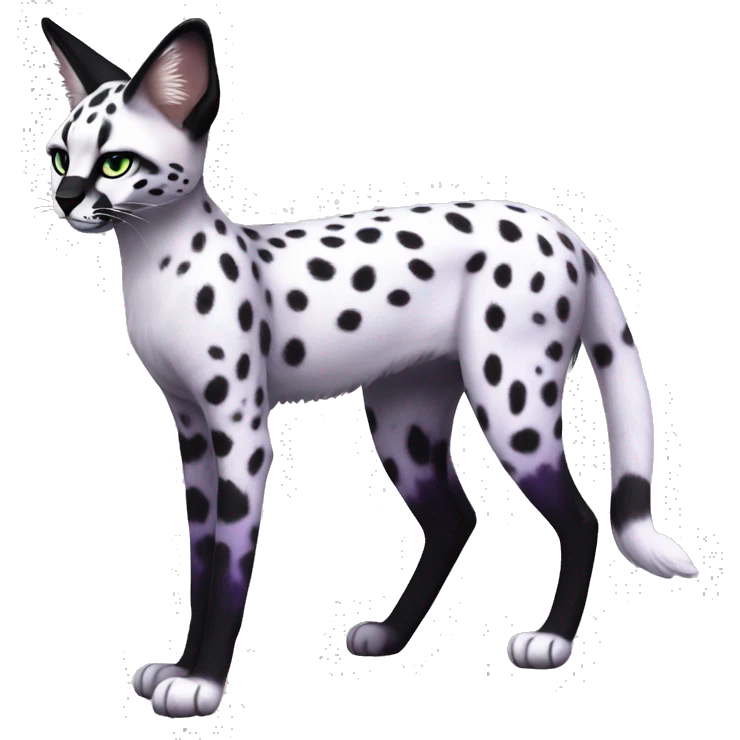 Epic Edgy Black White Purple ethereal Serval-Fionbri full body emoji