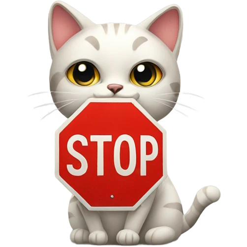 Cat with a stop sign emoji