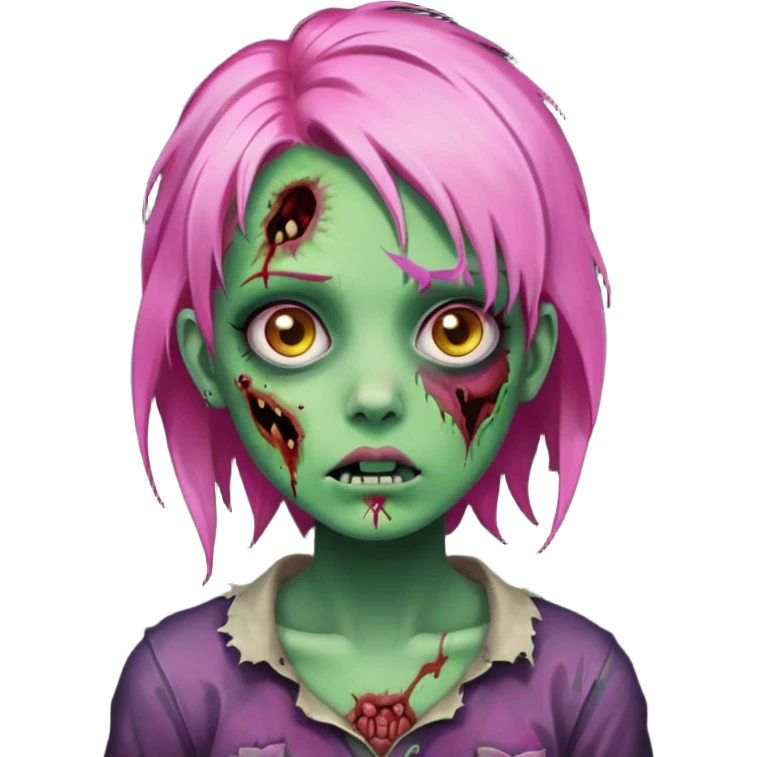 zoombie girl pink hair, green skin emoji