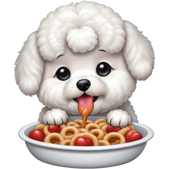 Bichon eating food emoji