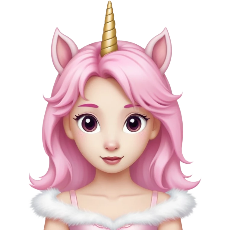 anthropomorphised female unicorn ballerina, head and shoulders, straight on, relaxed pose emoji