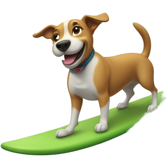 Dog riding surf board emoji