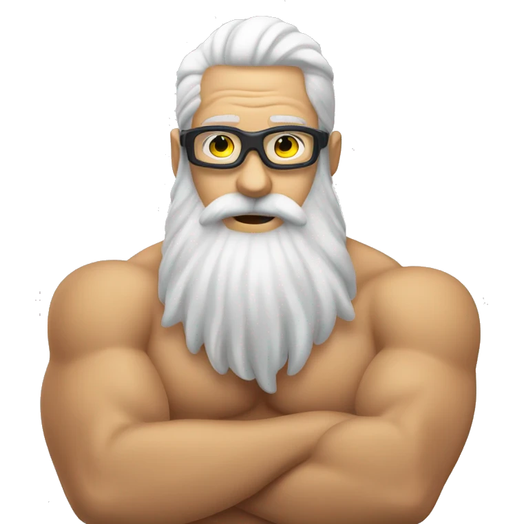 Swimming guy white hair beard muscles googles emoji