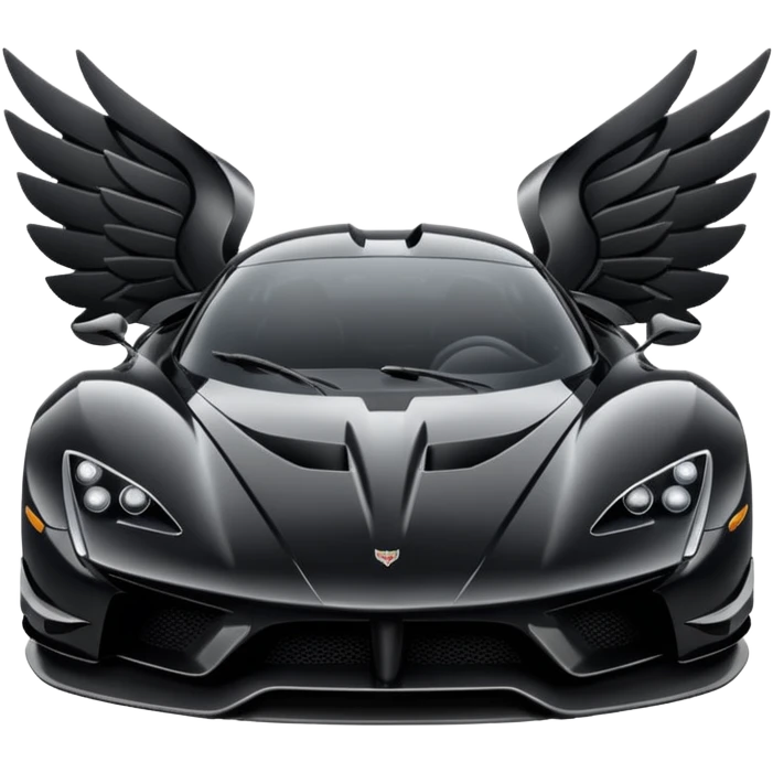 An black hypercar, with wings and satisfaction of specs emoji