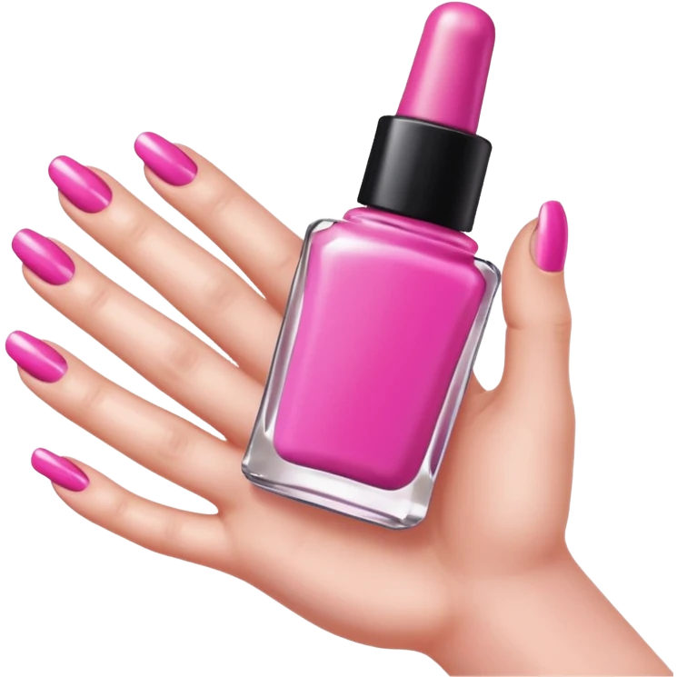hand with painted nails and nail polish bottle emoji
