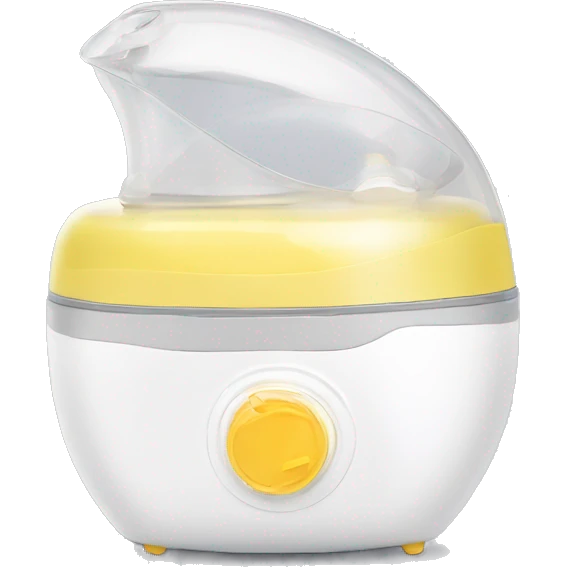 Portable round  breast pumps with white top and clear bottom with breast milk inside  emoji