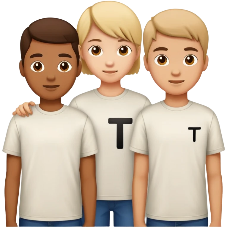 ученики школы с футболкай с надписью буквы Т emoji