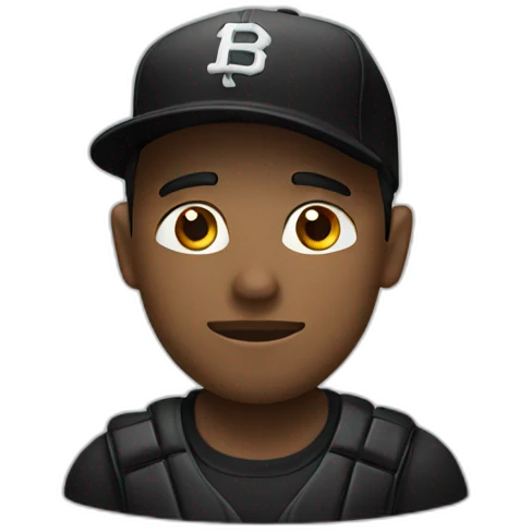 white man with black baseball hat thinking emoji