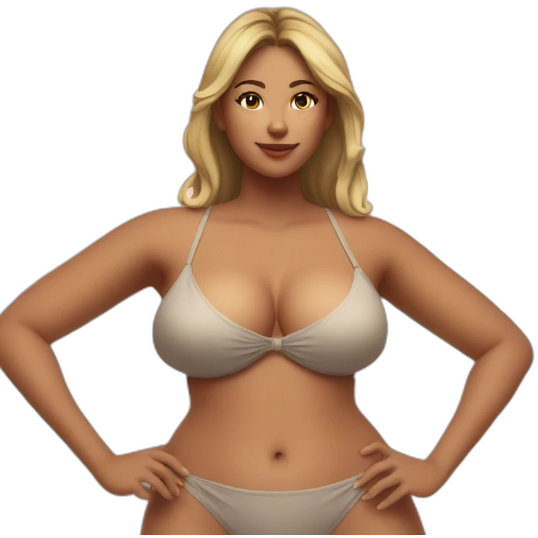 Slim-thicc Caucasian woman bikini hands on hips pose (beach body) emoji