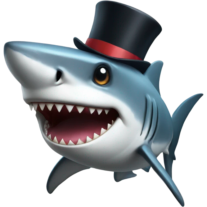 Shark with a top hat emoji