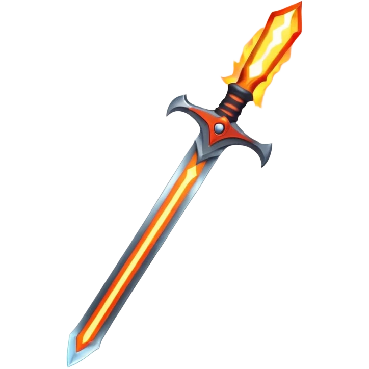 Flaming magic sword — fiery aura and sparks emoji