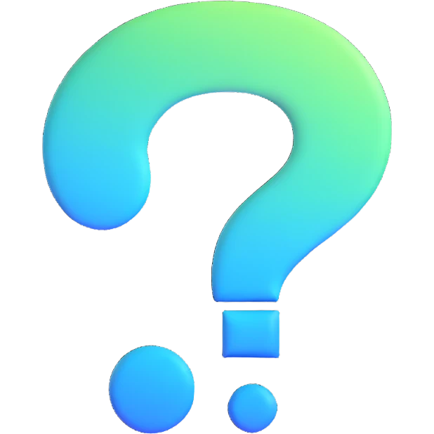 question mark with blue and green gradient emoji