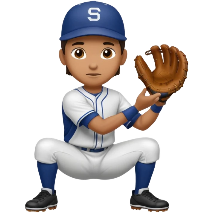 baseball player, ready to catch, crouched position emoji