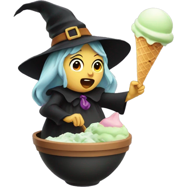 witch eating ice cream emoji
