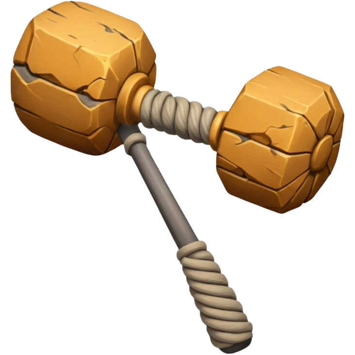A heavy stone club with knotted handle grip.












 emoji