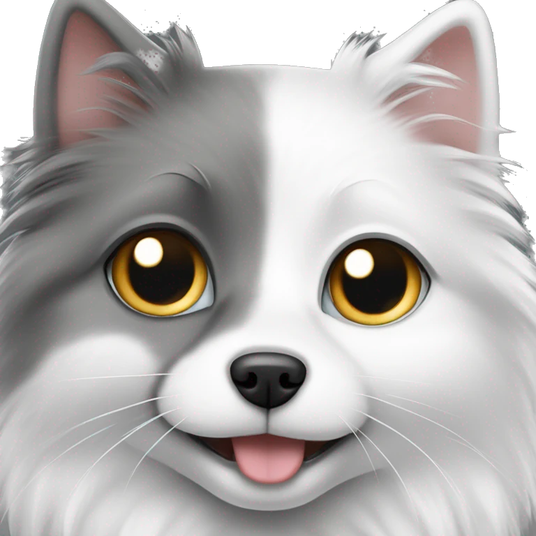 japanese spitz and grey and white small ragdoll cat emoji