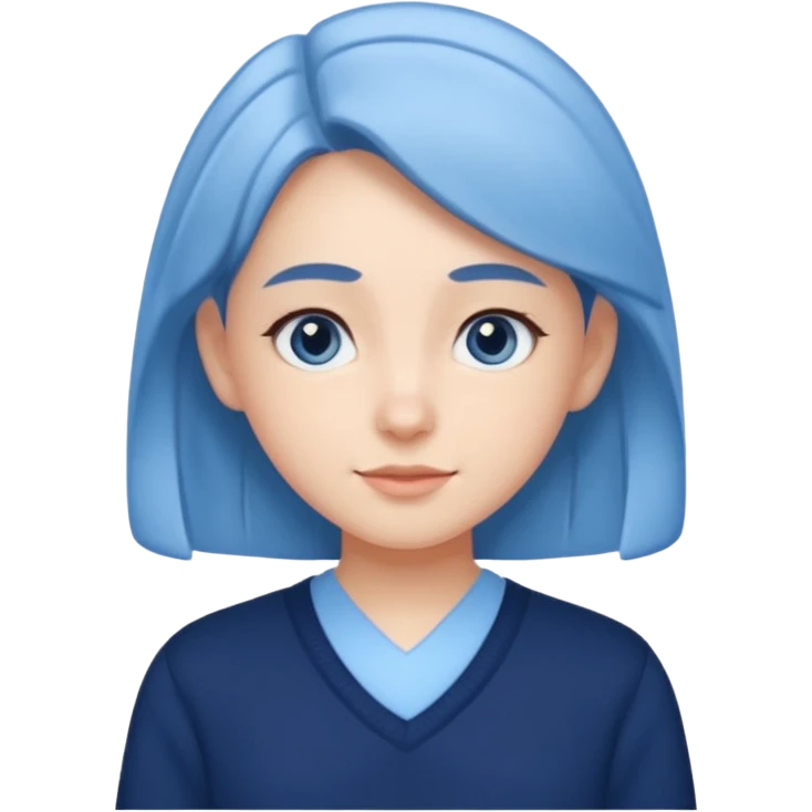 cute school girl jewish  navy jumper with light blue by the v neck on the jumper light blue shirt emoji