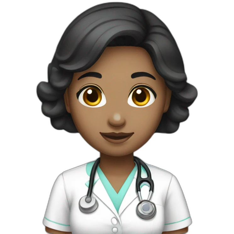 nurse white skin black hair girl single emoji emoji